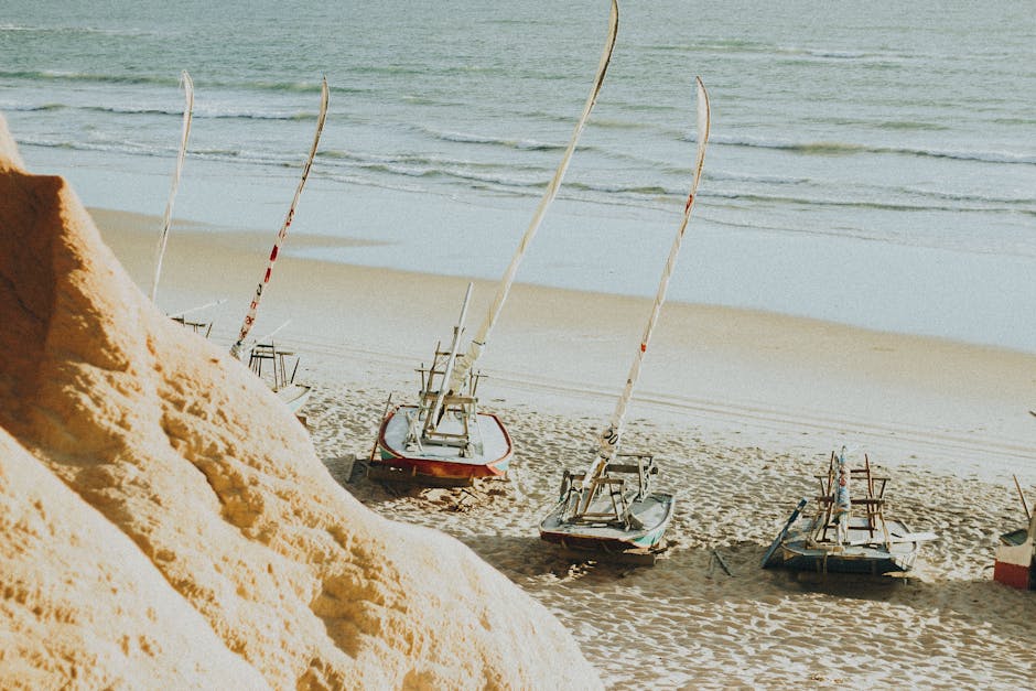 brazilian beach transparent water jangada