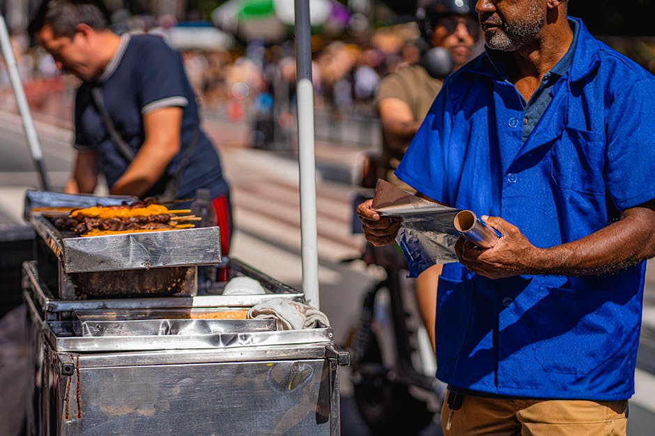 brazilian street food vendor smiling