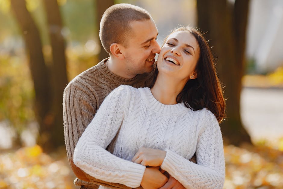 couple enjoying autumn park