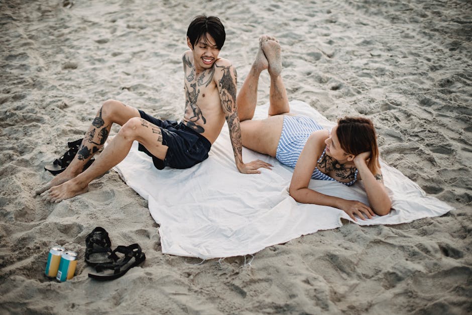 couple enjoying summer beach