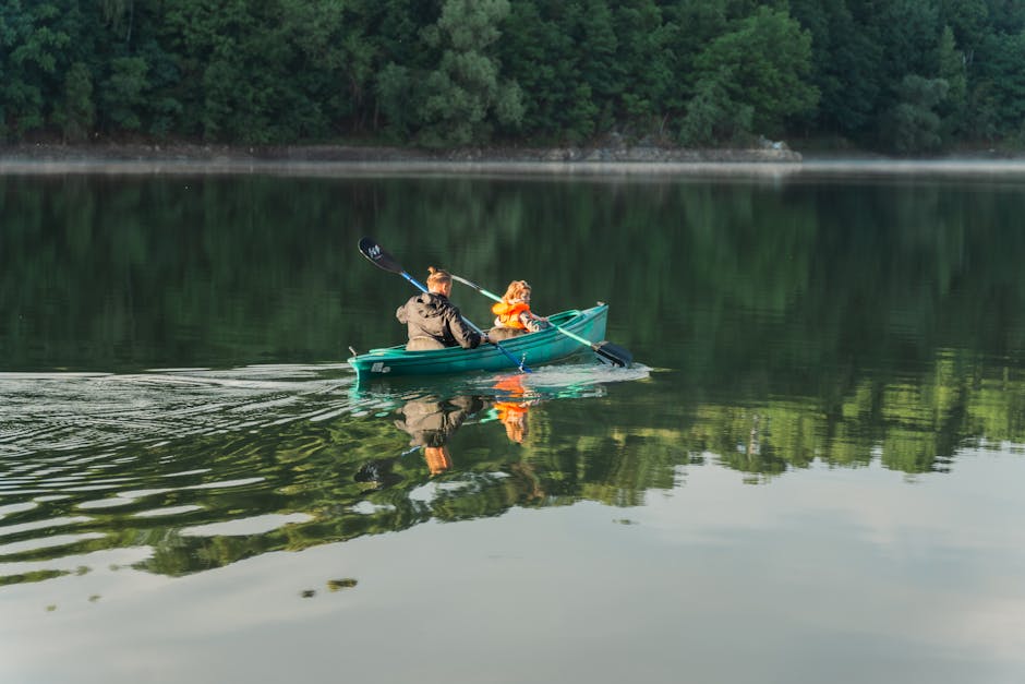 Couple kayaking on a lake in Germany