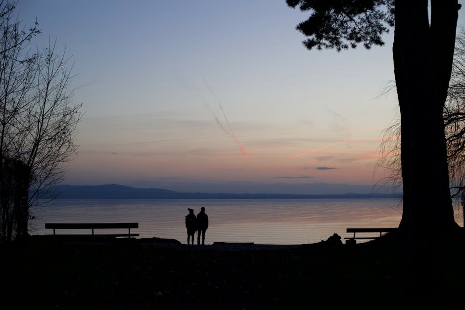 couple picnicking by German lake