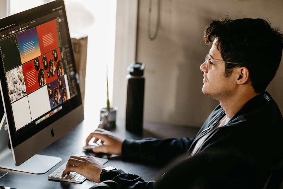 creative graphic designer working on computer