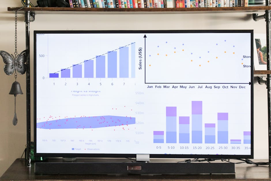 data visualization charts on screen