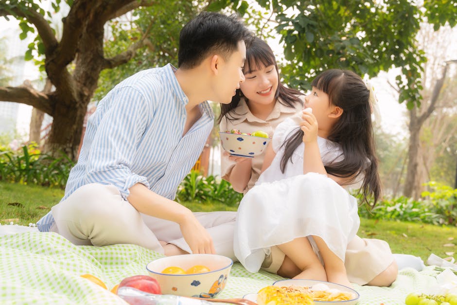 family eating picnic