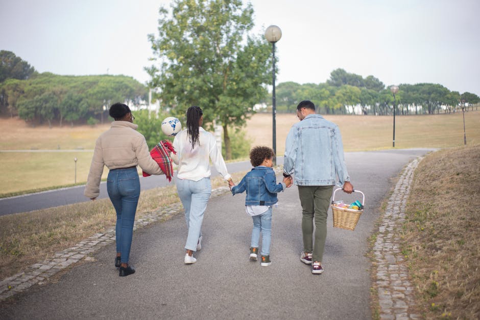 family enjoying nature park