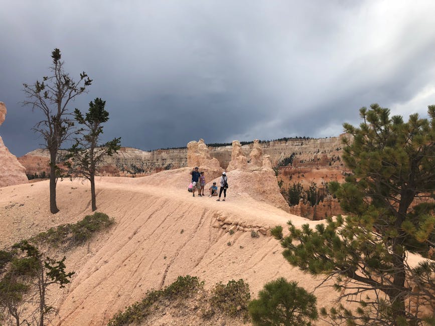 family hiking national park