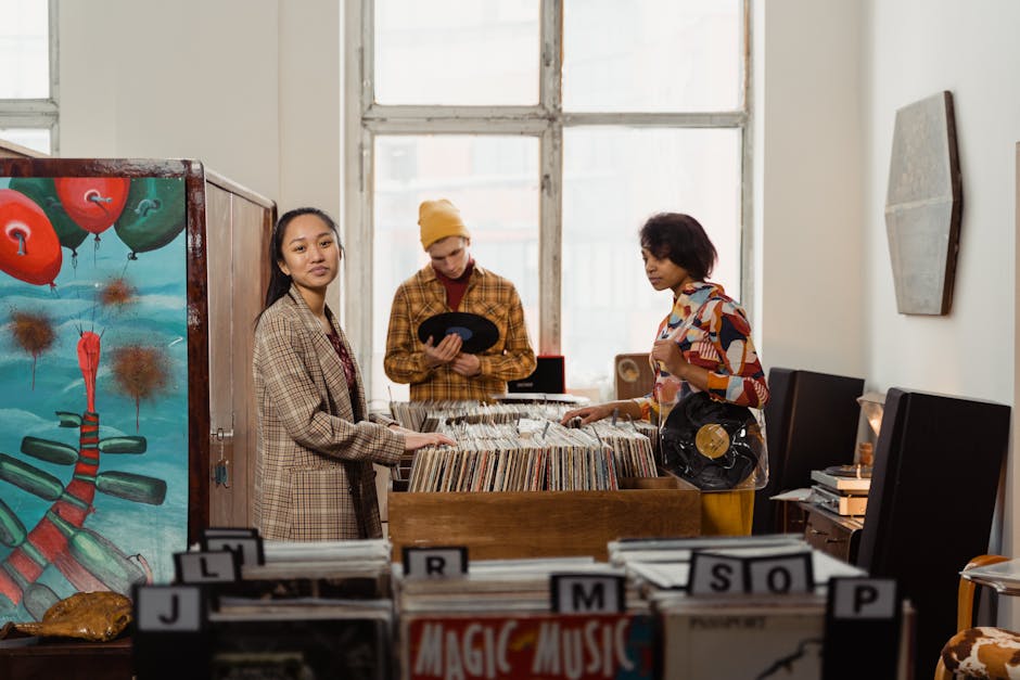 friends  in vintage store
