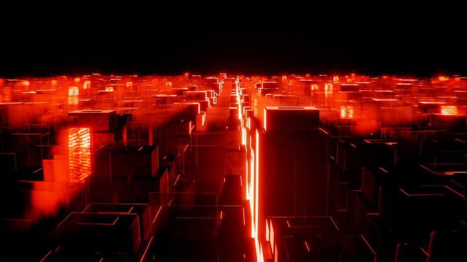 futuristic city landscape with data visualization