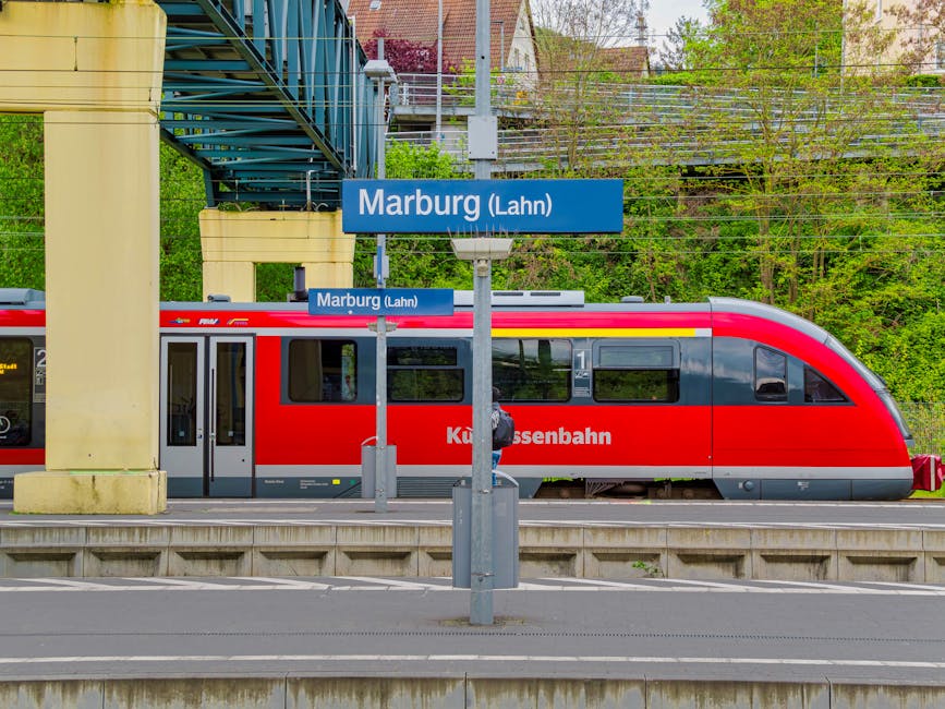 German train station with regional train