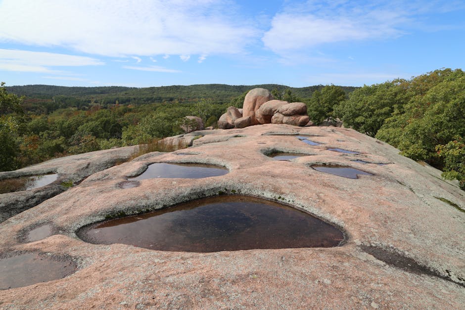 granite rock formations in forest