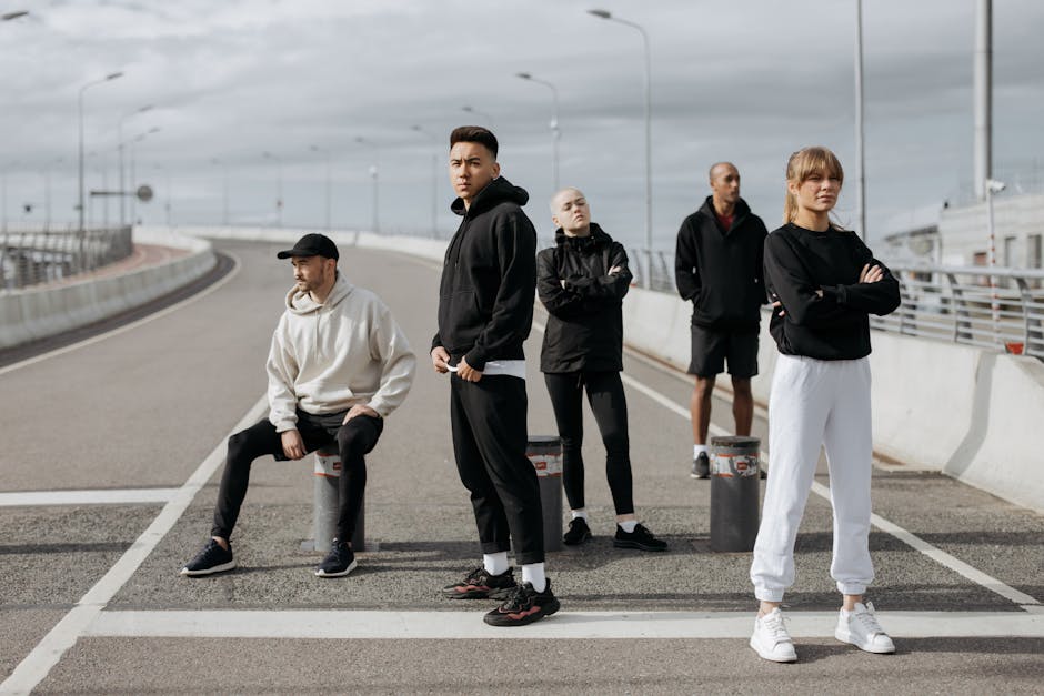 group of diverse people in modern street fashion