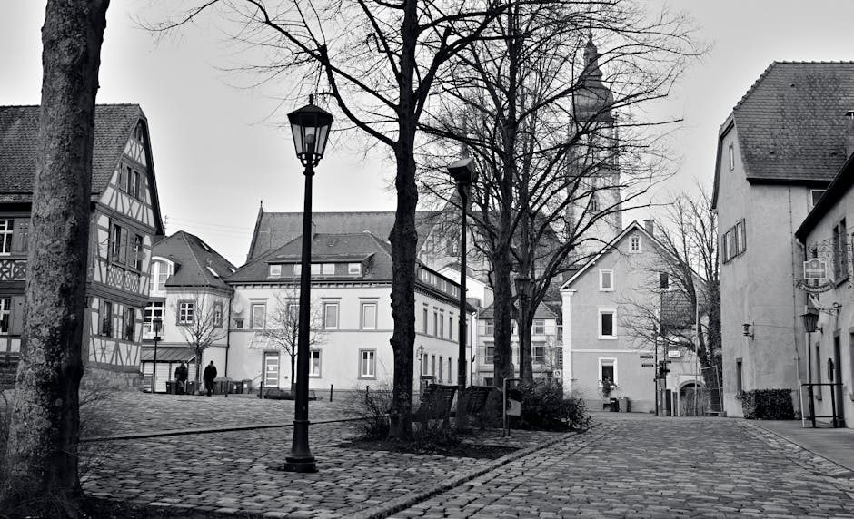Historic German street with people