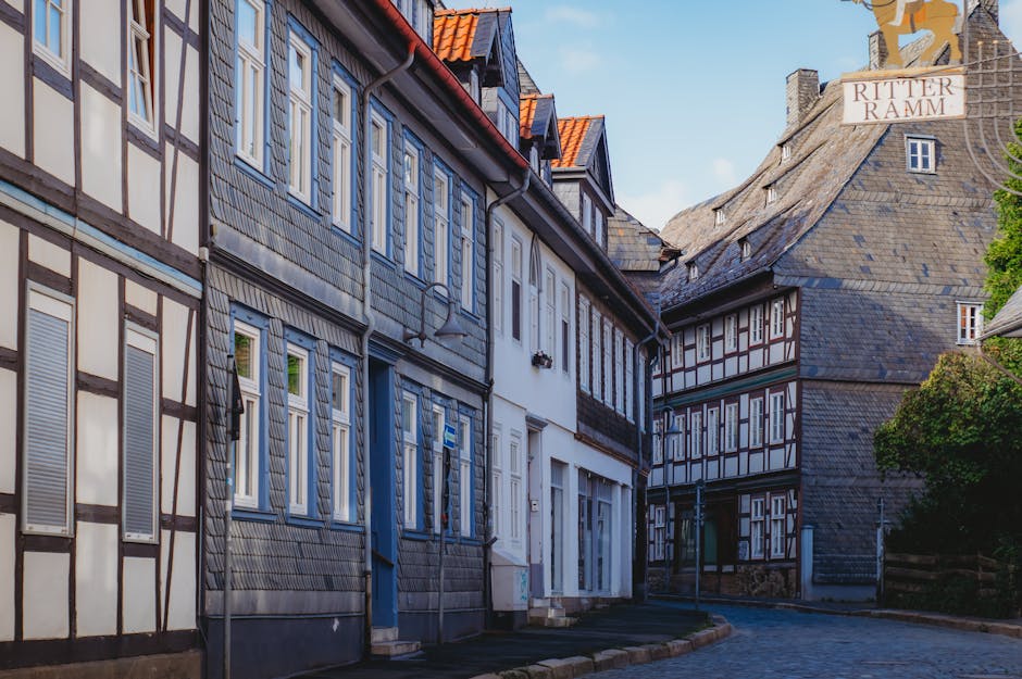 historic old town street with timbered houses