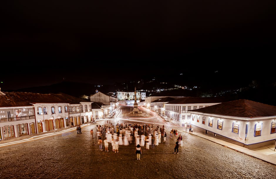 historic town square in minas gerais brazil