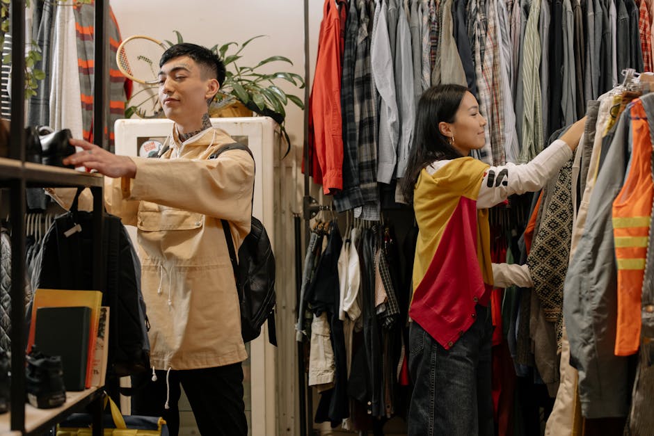 man in thrift store