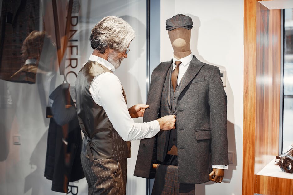 man looking store window