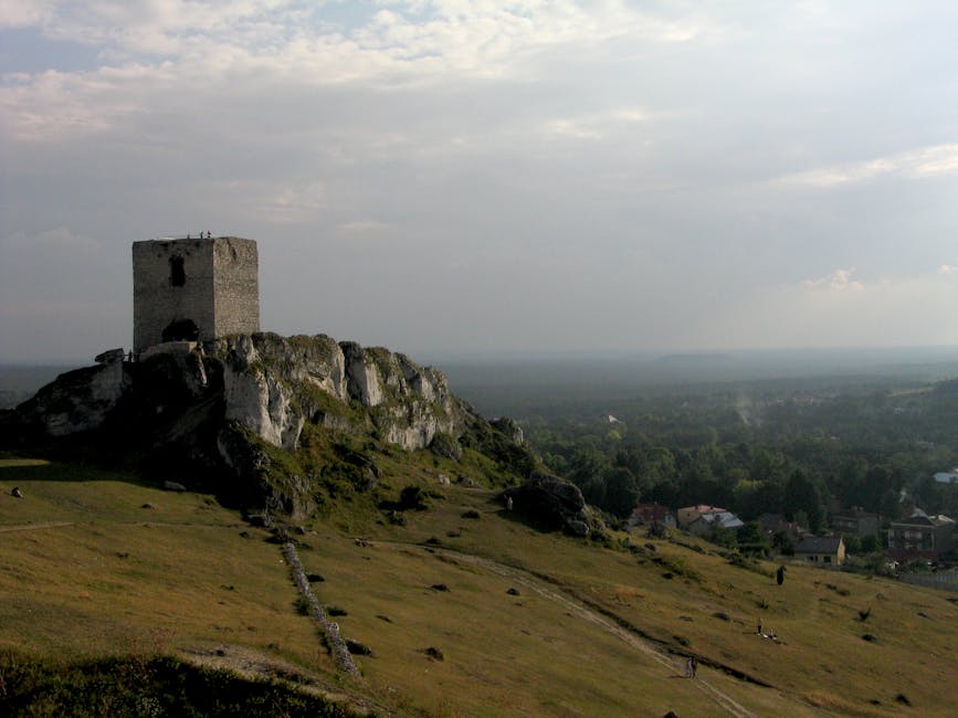 medieval castle ruins on a rocky hill in Poland