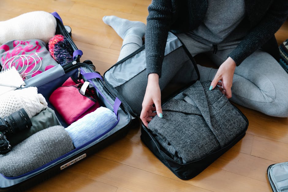 organized clothes in packing cubes