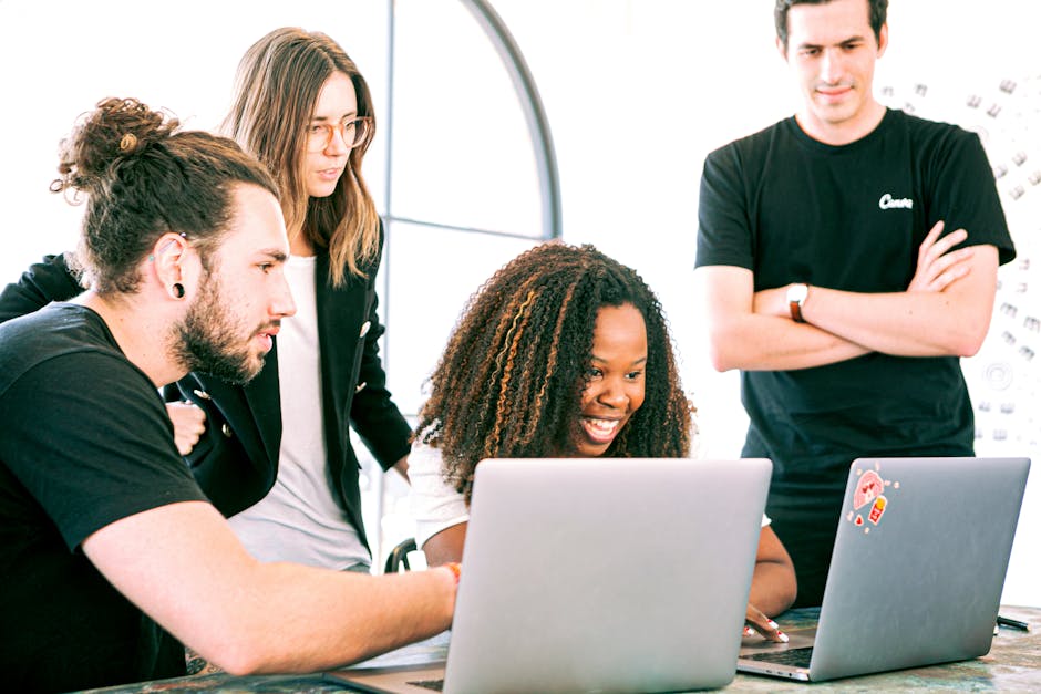 people collaborating in a tech startup office