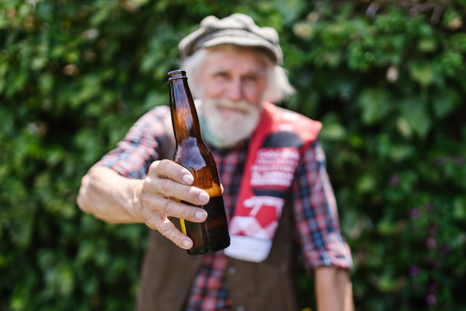 person enjoying beer garden alone