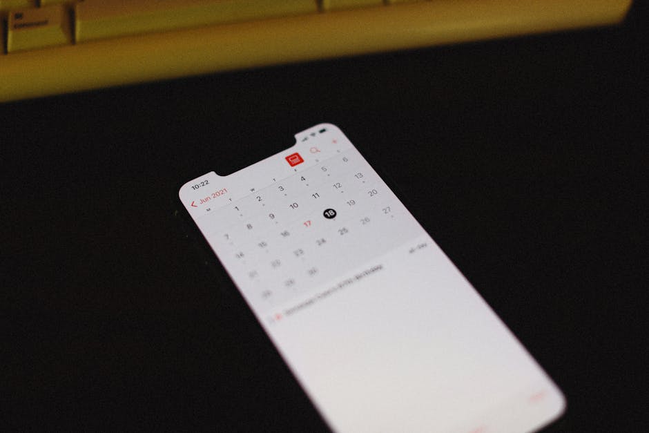 person using digital calendar