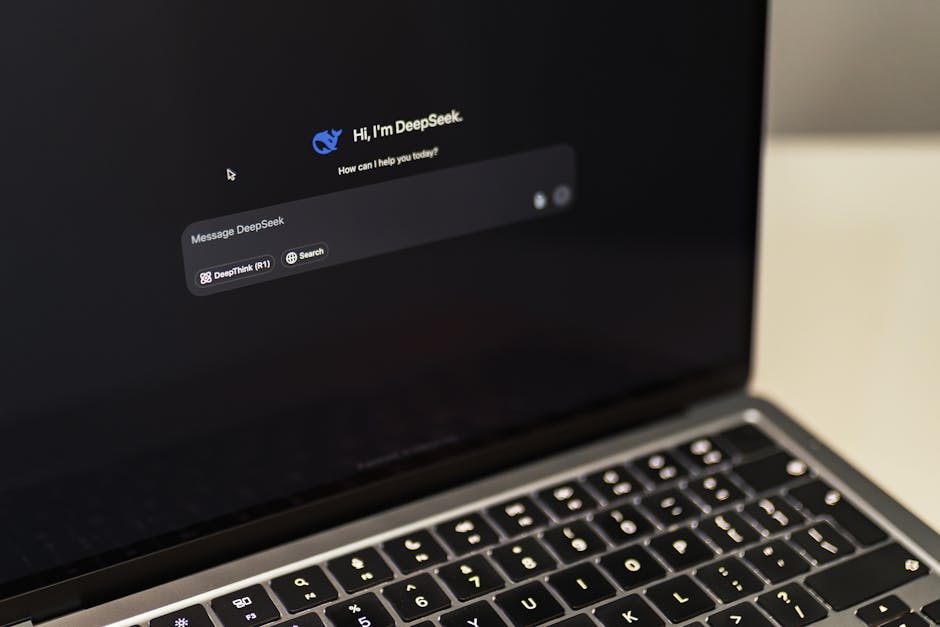 person using laptop with AI assistant