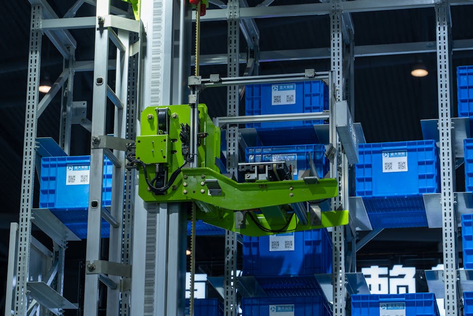 Robotic arm sorting documents in a warehouse