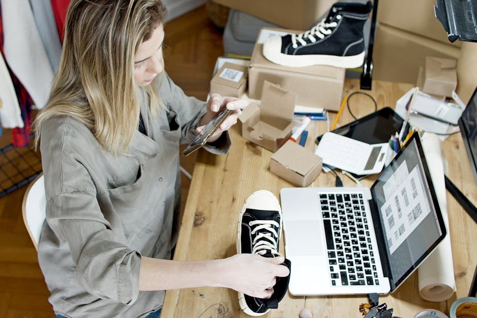 small business owner in poland checking inventory online