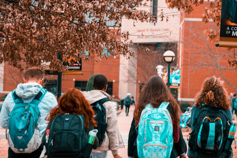 students backpacking