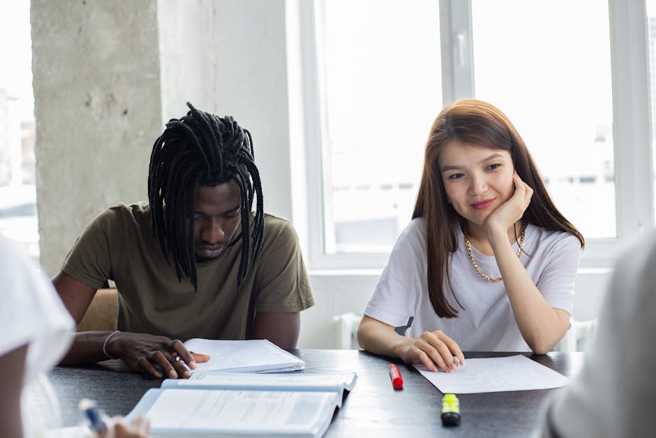 students working together at table