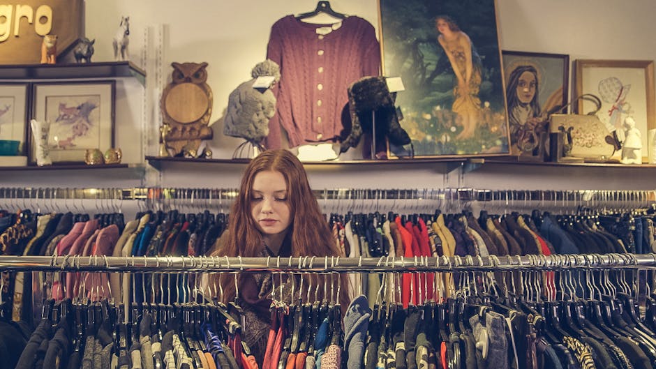 vintage clothing store interior busy
