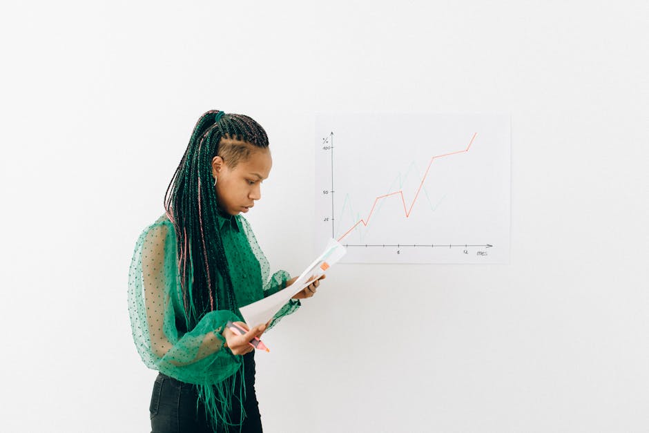 woman analyzing charts with AI suggestions