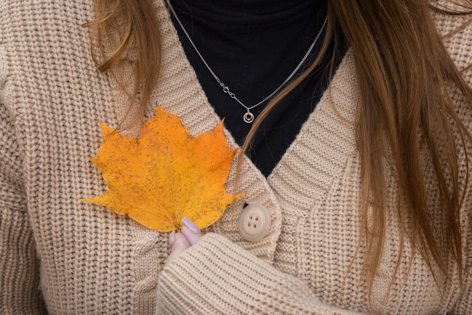woman autumn cardigan cafe