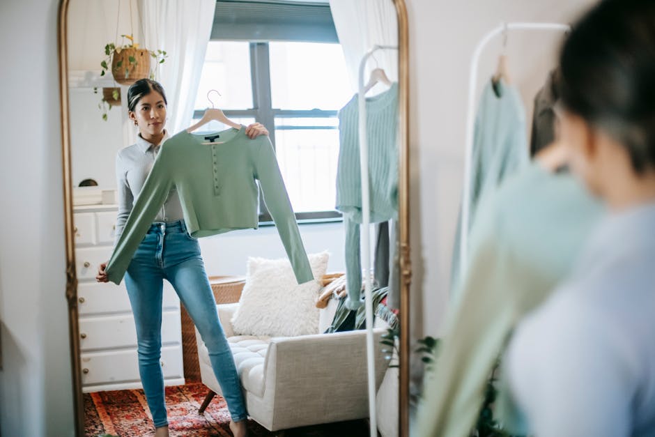 woman choosing outfit from curated collection