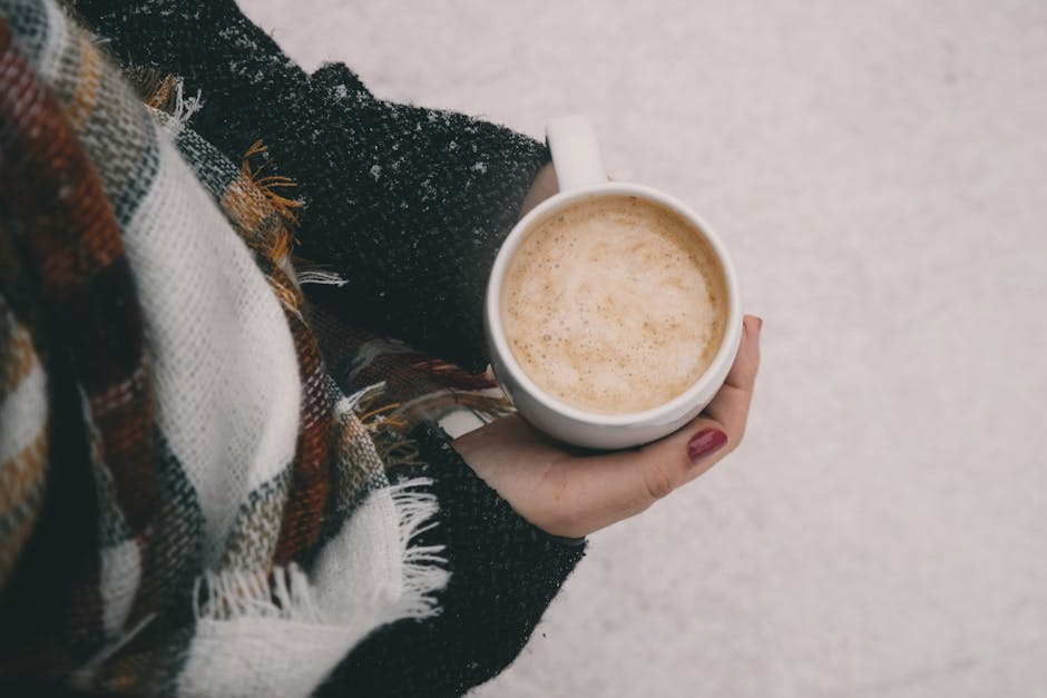 woman drinking coffee winter