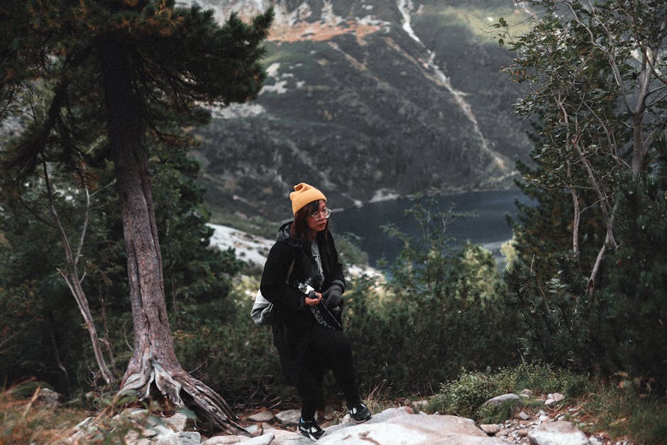 woman hiking poland mountains backpack