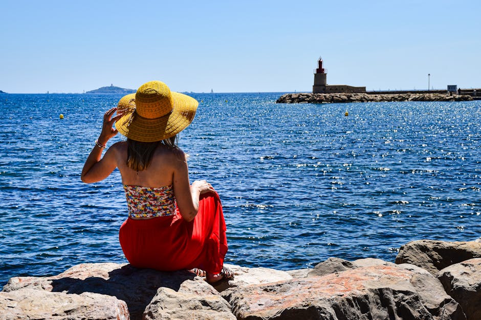 woman in flowing summer dress french riviera