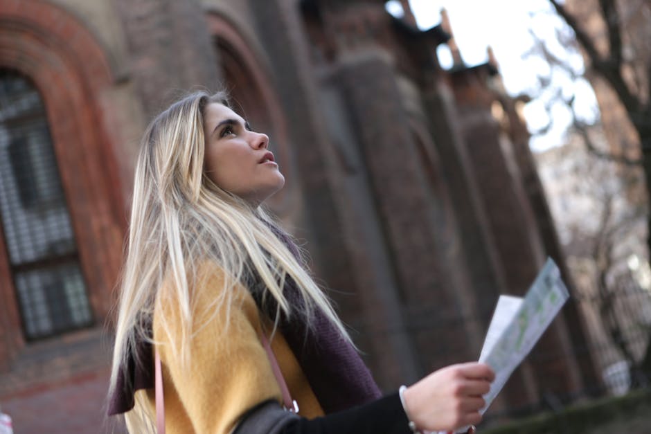 woman looking at map in a German city