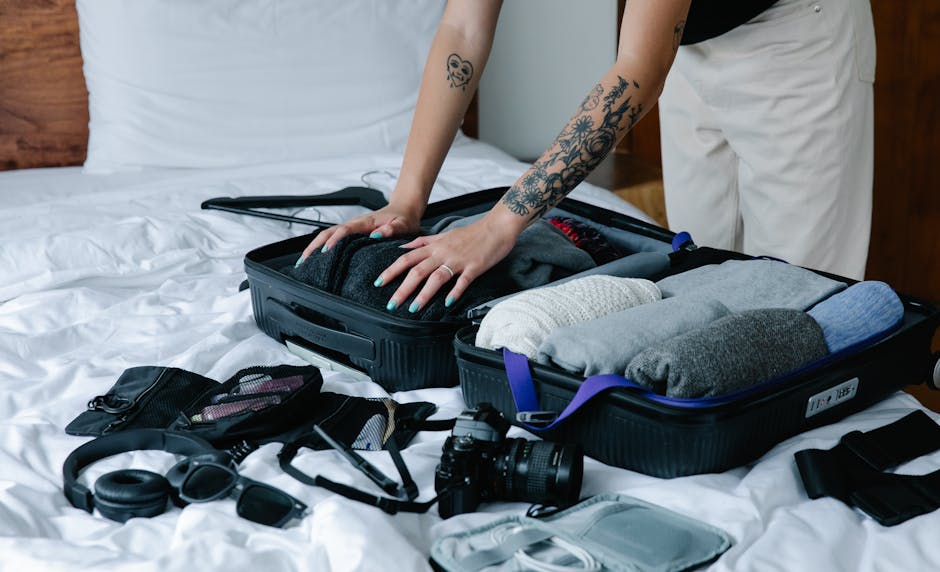 woman packing suitcase