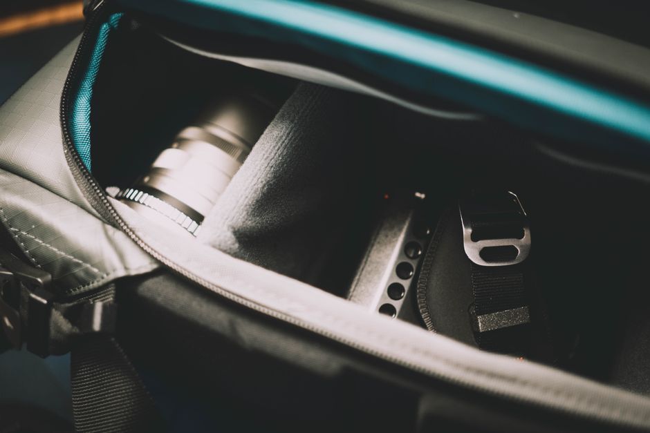 Close-up of a laptop bag's internal compartment, highlighting the padded sleeve designed for securely holding a laptop.